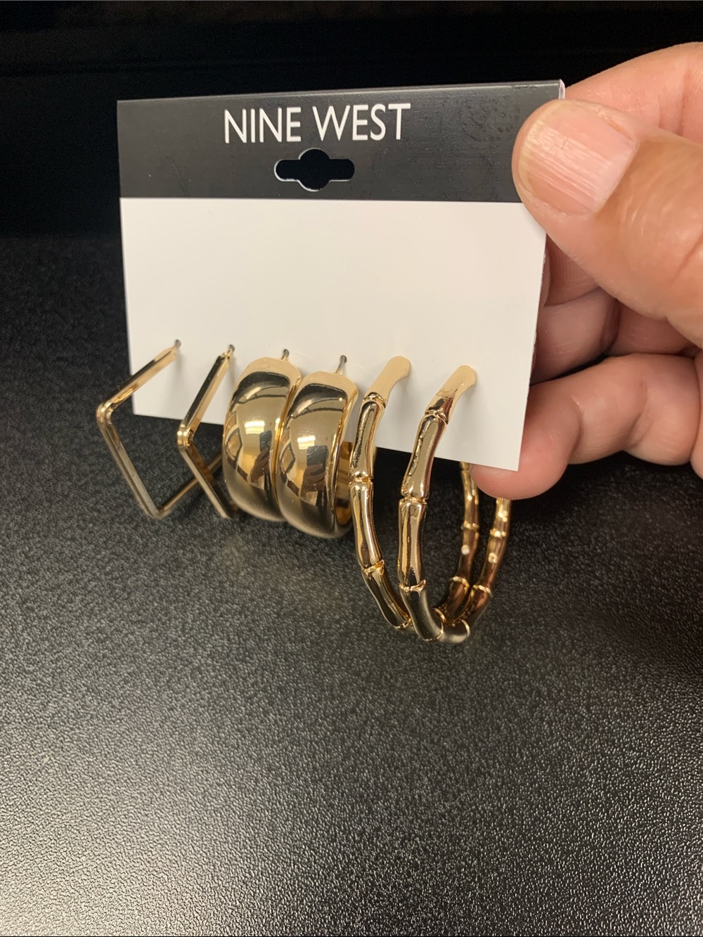 Nine West Gold Hoop Earring Set - Mixed Textures